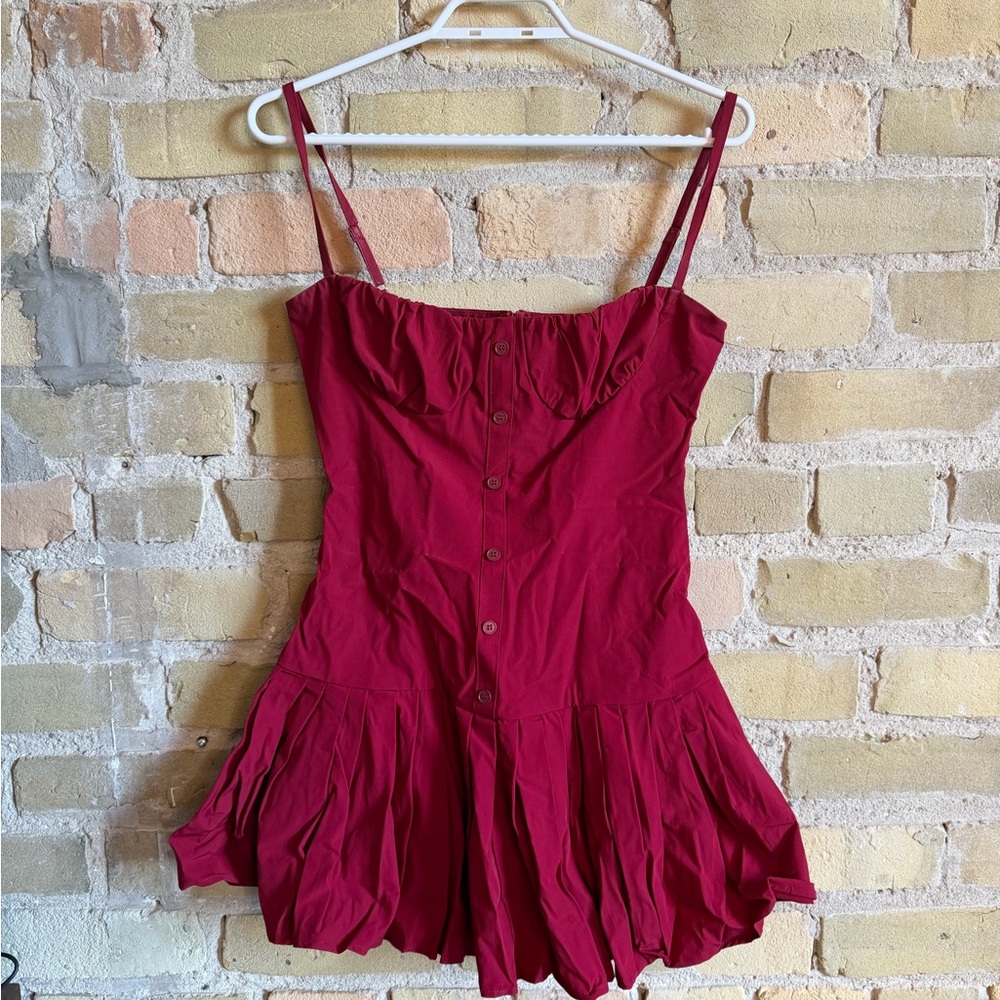 Chic Burgundy Button-Front Mini Dress